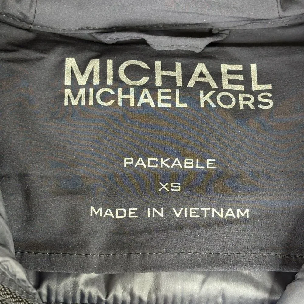 Michael Michael Kors Coat Womens XS Navy‎ Packable Puffer Hooded Long Quilted